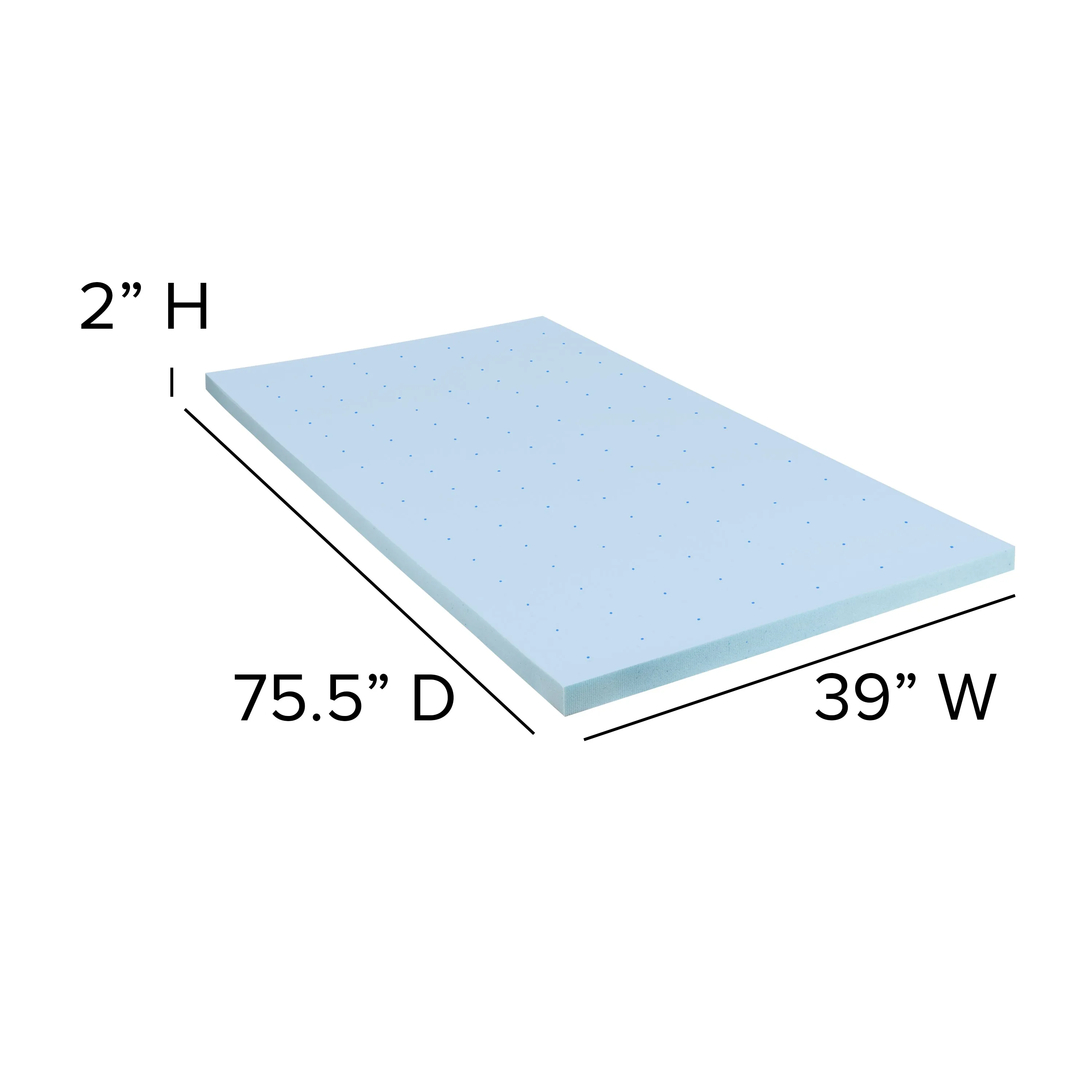 2" Twin Memory Foam Topper MR-M35-2-T-GG