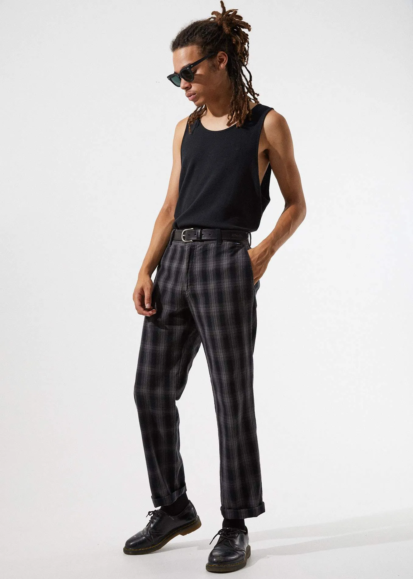 Afends Mens Supply - Black Check Chino Pant