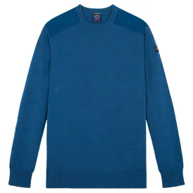 Aqua Wool Crew Neck with Typhoon Details