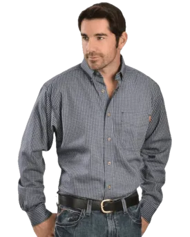 Ariat Flame Resistant Blue Plaid Twill Work Shirt