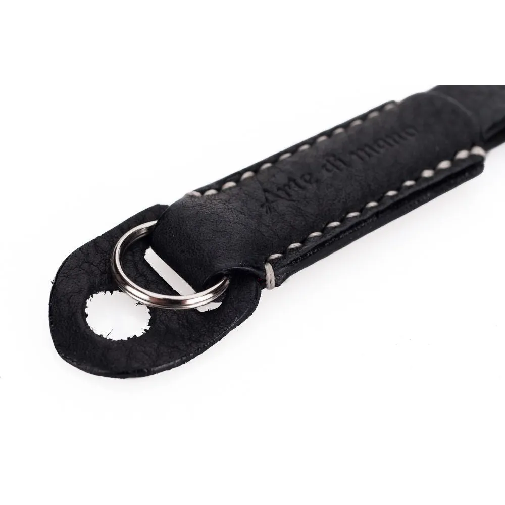 Arte di Mano Classic Hand Strap - Minerva Black with White Stitching