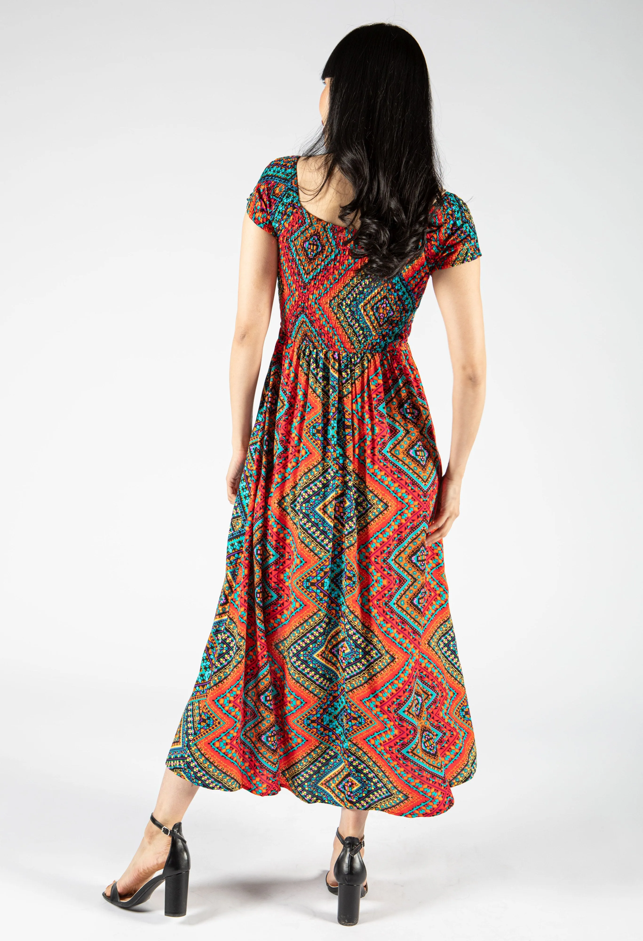 Aztec Print Spilt Hem Dress