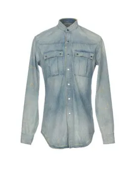 Balmain Man Denim shirt Blue 15 inches-neck