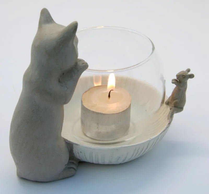 Cat and Mouse Tea Light Holder