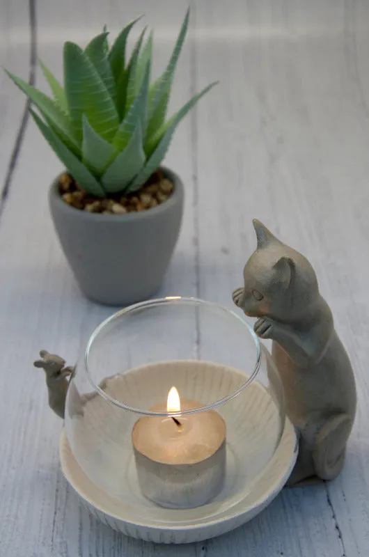 Cat and Mouse Tea Light Holder