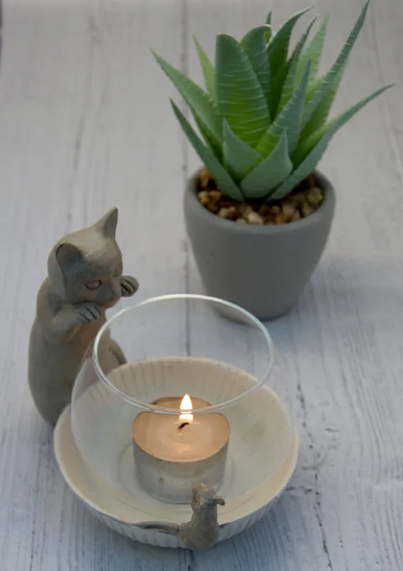 Cat and Mouse Tea Light Holder