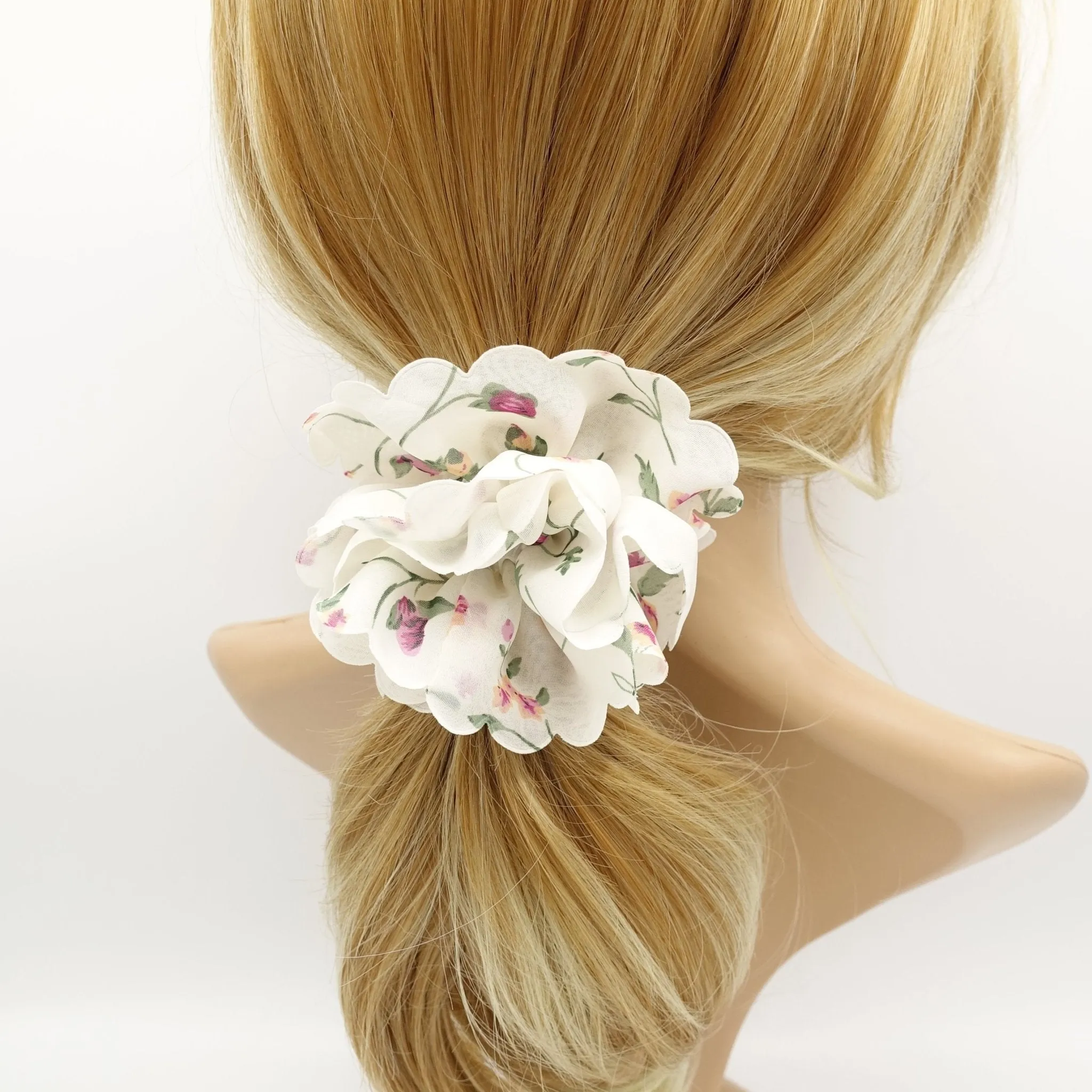 chiffon flower plant print scrunchies floral petal scrunchie women hair accessory