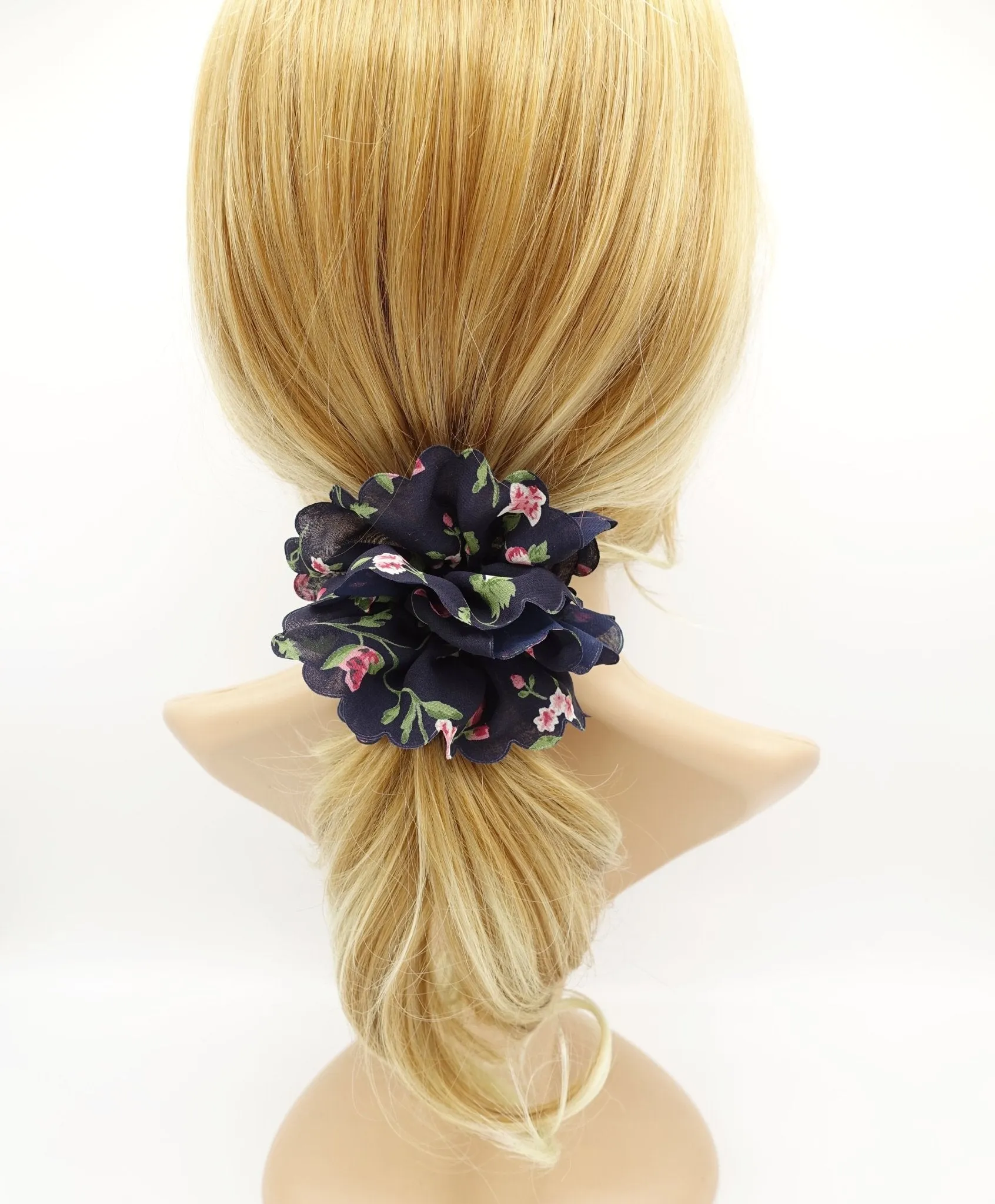 chiffon flower plant print scrunchies floral petal scrunchie women hair accessory