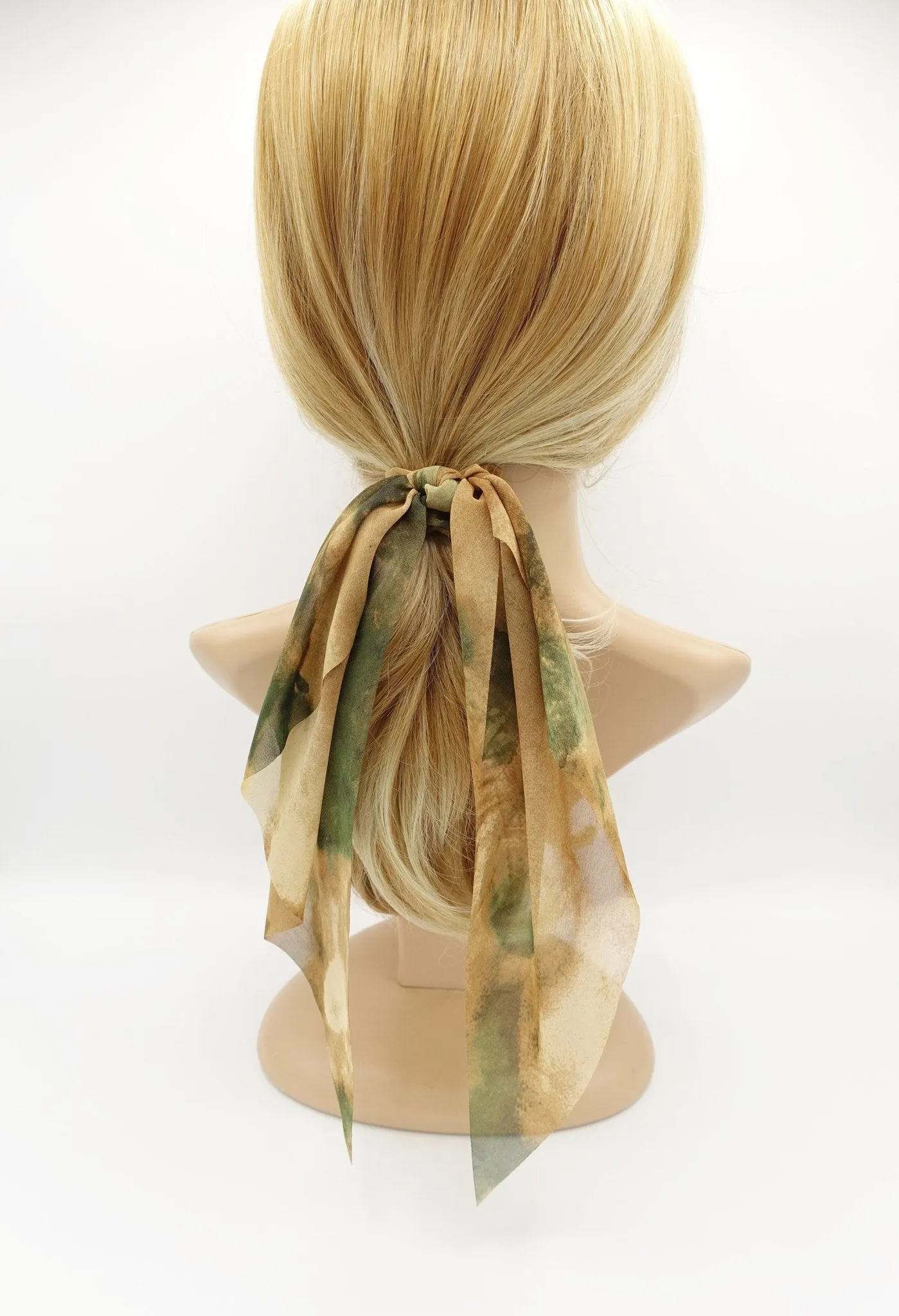 chiffon pale color long tail scrunchies bow knotted scrunchie women hair accessory