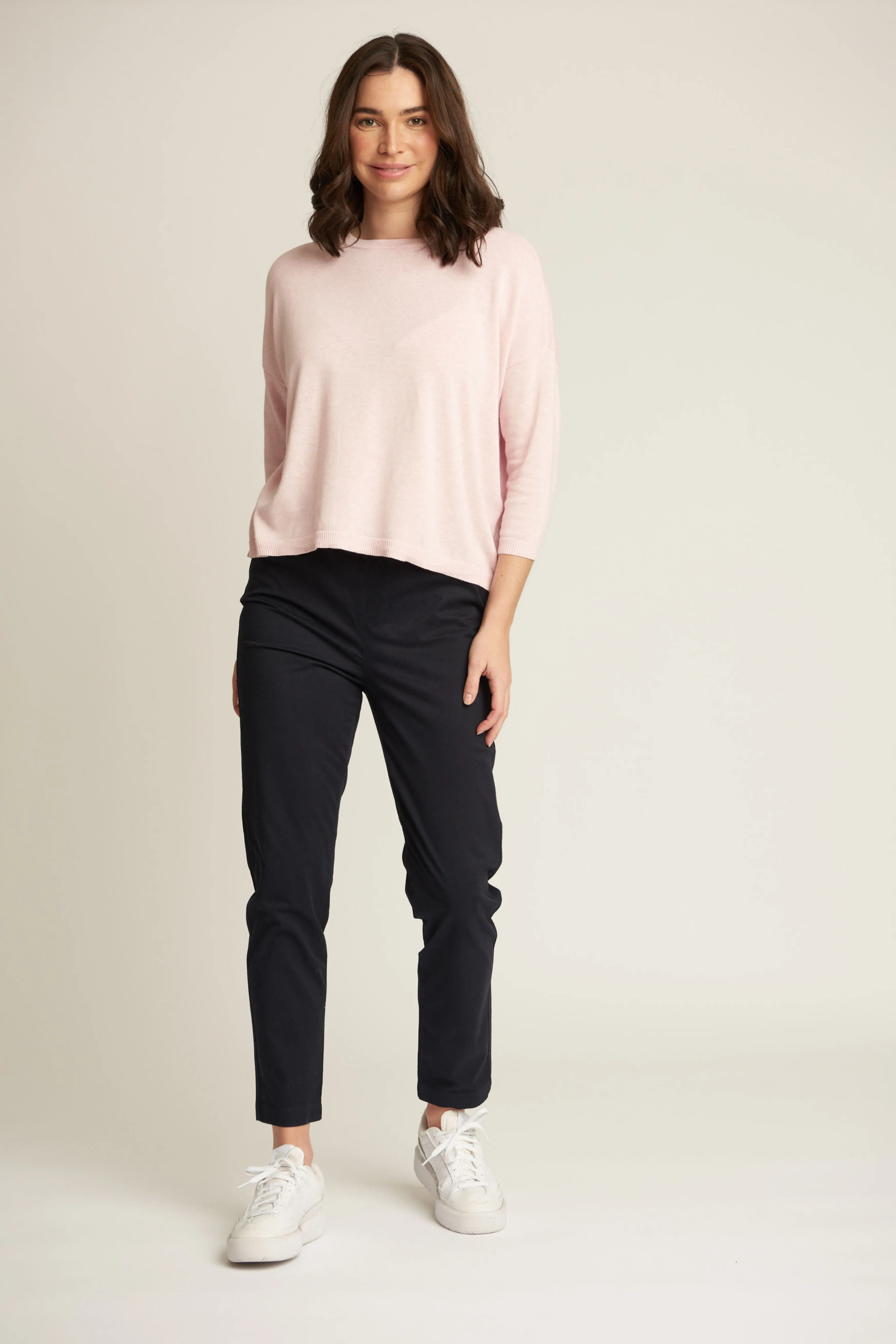 Cropped Classic Cotton Pant Navy