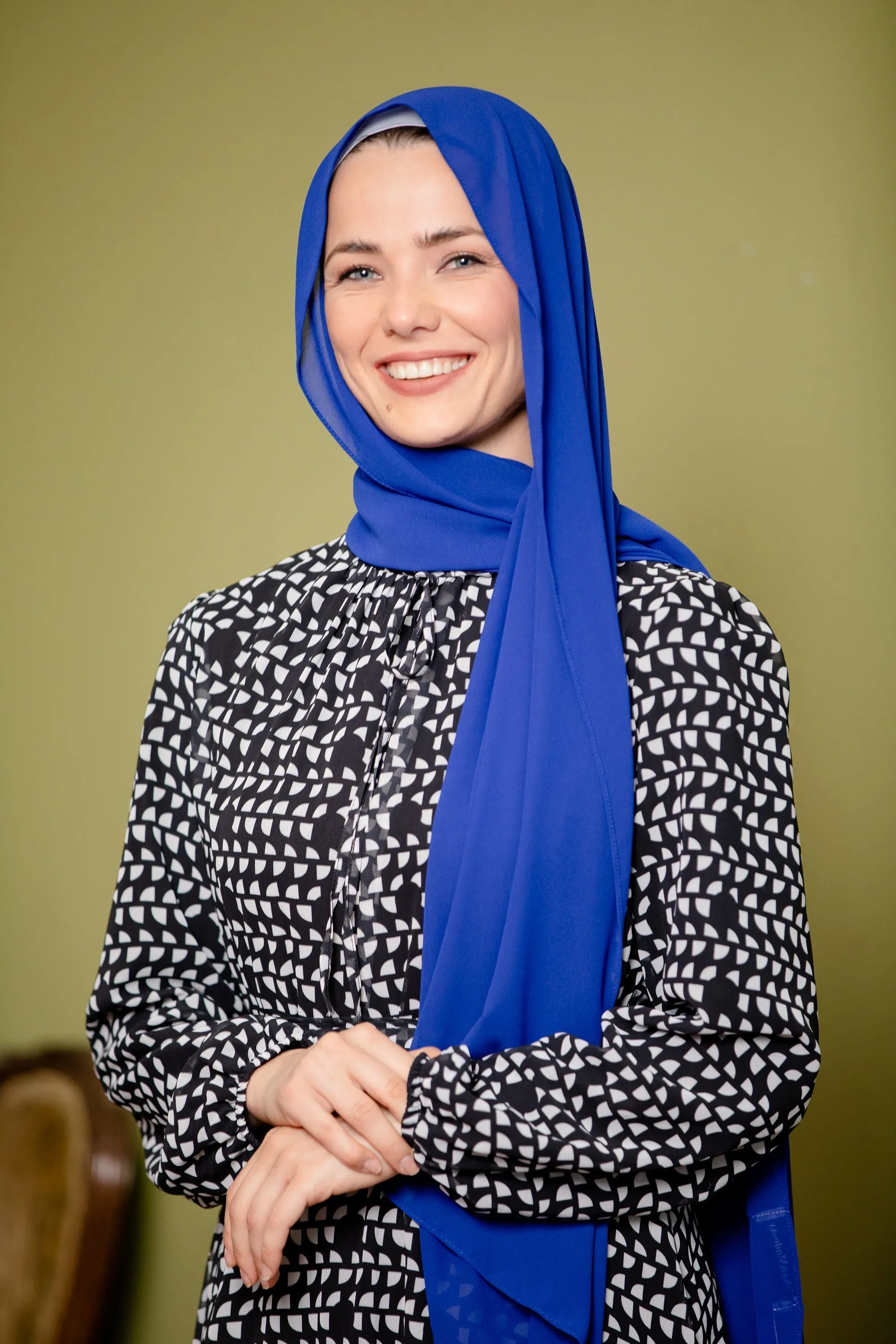 Electric Blue Chiffon Hijab