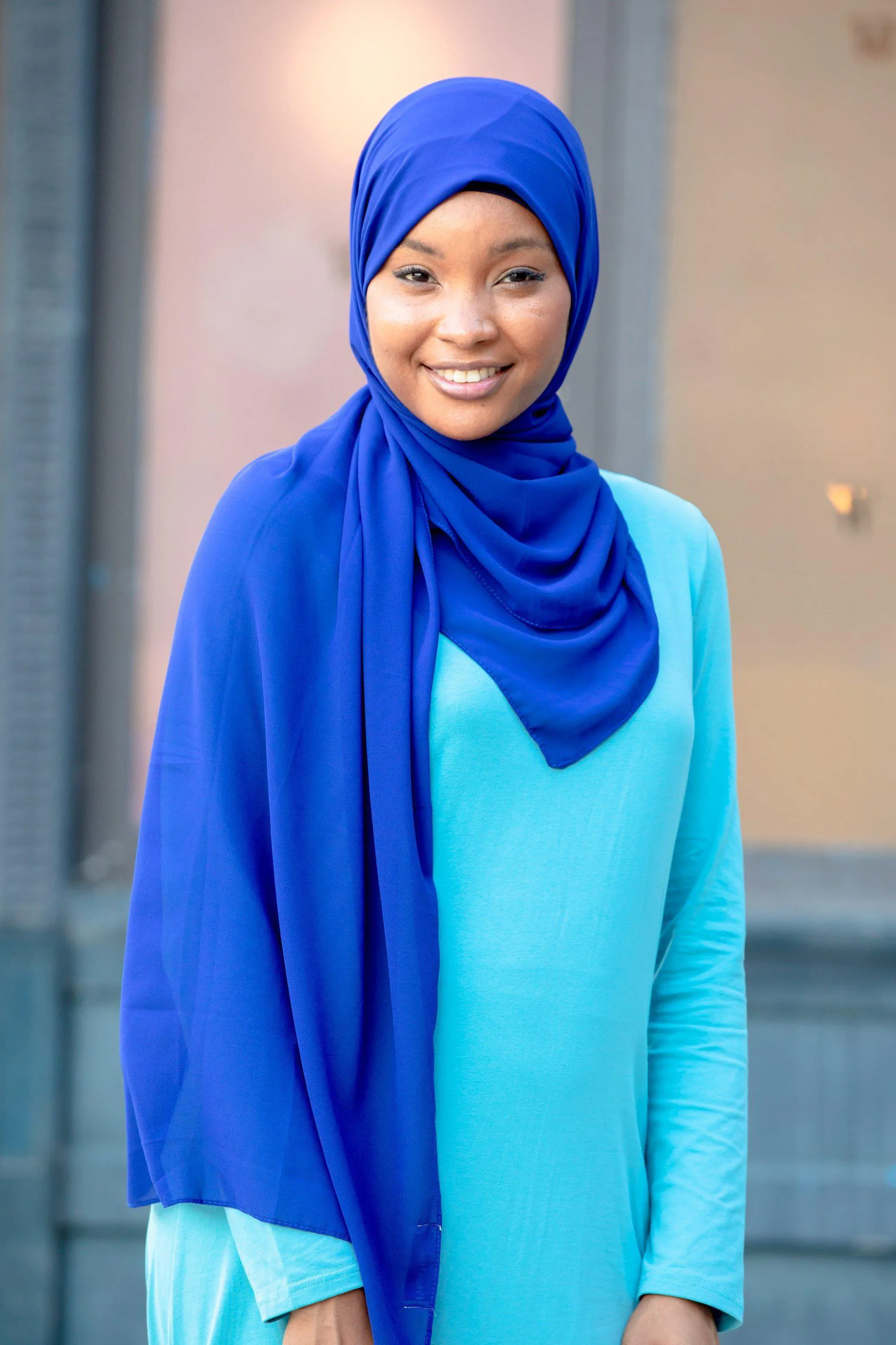 Electric Blue Chiffon Hijab