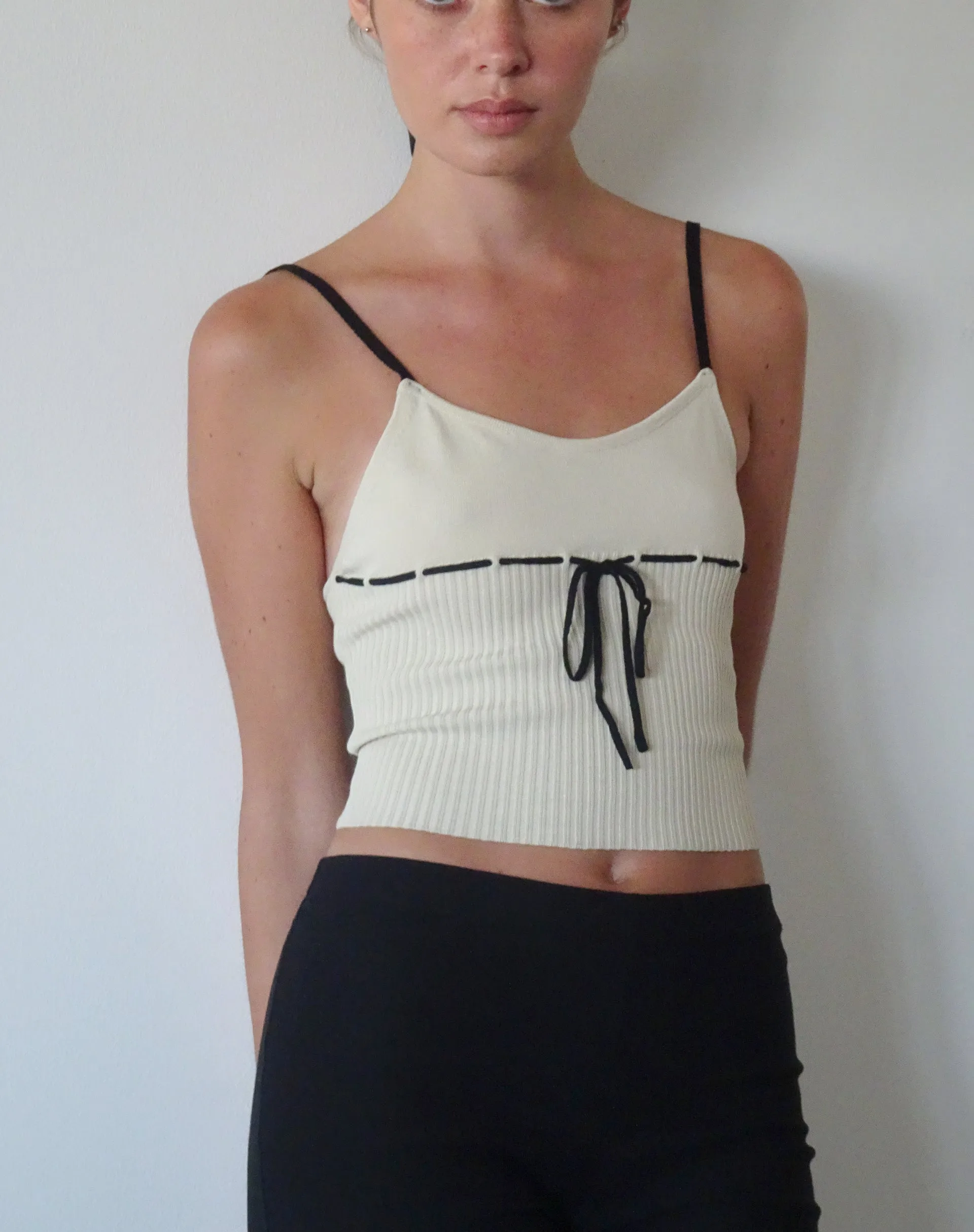 Emonie Cami Top in Neutral with Black Binding