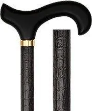 Faux Leather-Wrapped Adjustable Cane