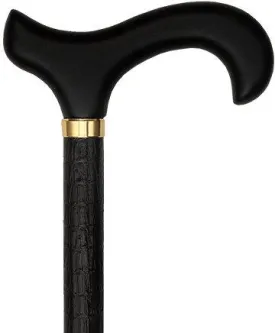 Faux Leather-Wrapped Adjustable Cane