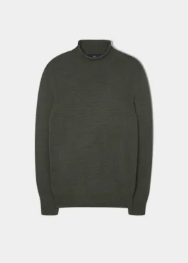 Fordwich Rolled Collar Jumper In Seaweed - Regular Fit