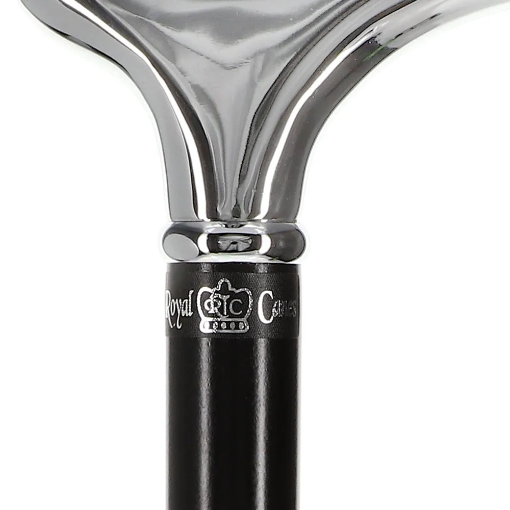 Formal Luxury Chrome Derby Cane: Silver Collar & SafeTbase