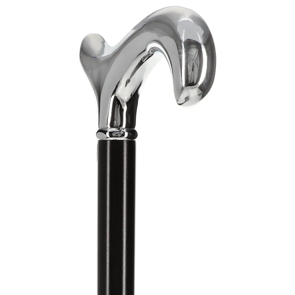 Formal Luxury Chrome Derby Cane: Silver Collar & SafeTbase