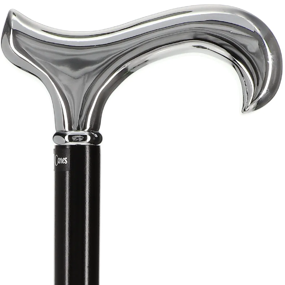 Formal Luxury Chrome Derby Cane: Silver Collar & SafeTbase