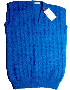 GraminArts Blue Color Handmade Woolen Sleeveless Sweater for Men