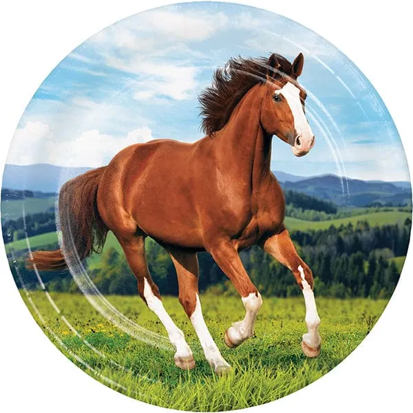 Horse and Pony 9in Round Dinner Paper Plates