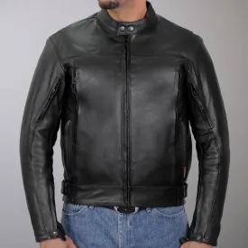 Hot Leathers JKM1021 Men's Black Leather Motorcycle Biker Carry and Conceal Vented Scooter Jacket