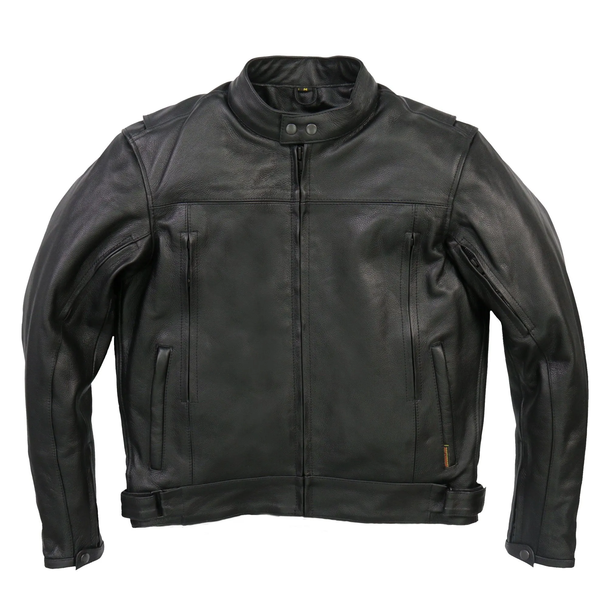 Hot Leathers JKM1021 Men's Black Leather Motorcycle Biker Carry and Conceal Vented Scooter Jacket