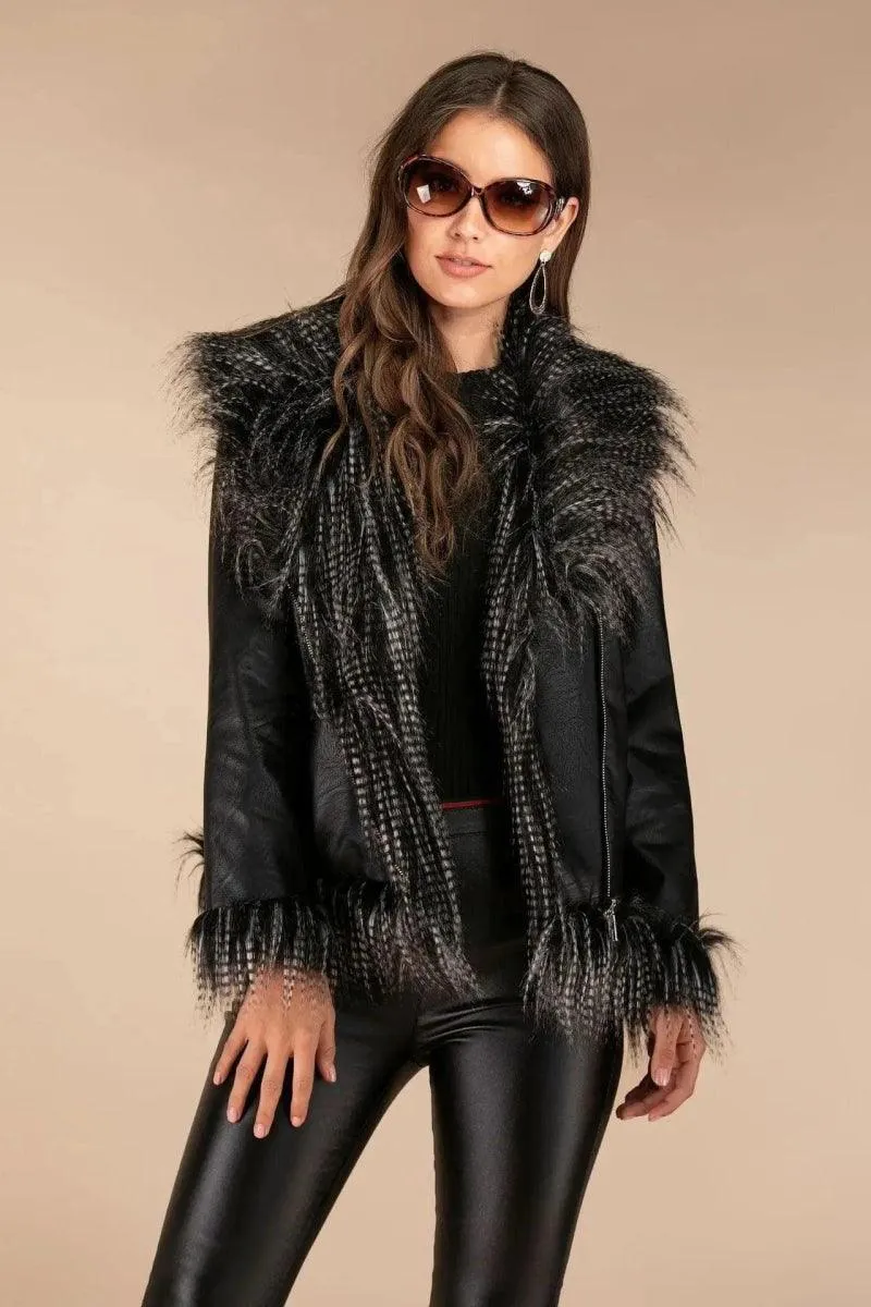 Imitation raccoon fur sheepskin leather jacket