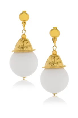 KENNETH JAY LANE CELINE White Resin Earrings