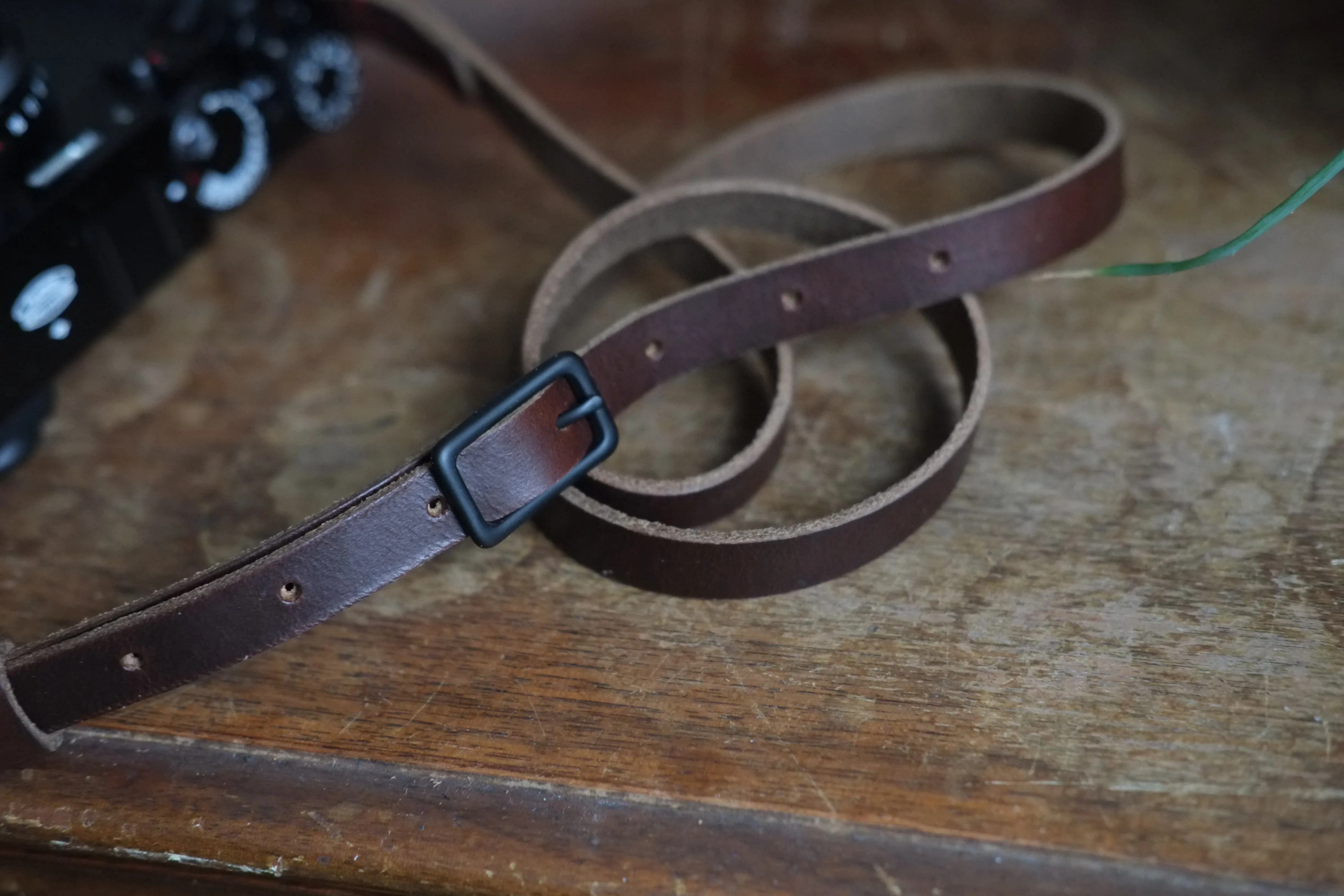 LEGACY slim adjustable camera strap - Brown & Olive Horween