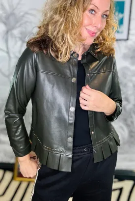 Lennox Studded Faux Leather Frill Jacket