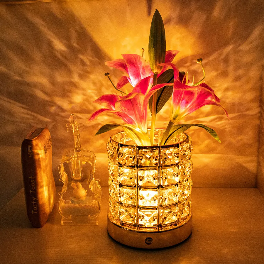 Luminous Lily Crystal Flowerpot Small Night Lamp Simple And Light Luxury Advanced Sense, lioness-love