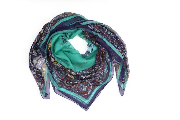 Mith Turquoise Silk Chiffon Scarf