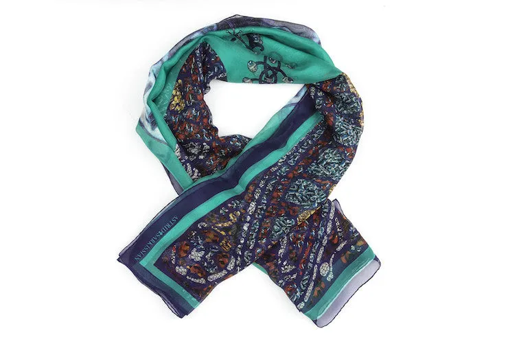 Mith Turquoise Silk Chiffon Scarf