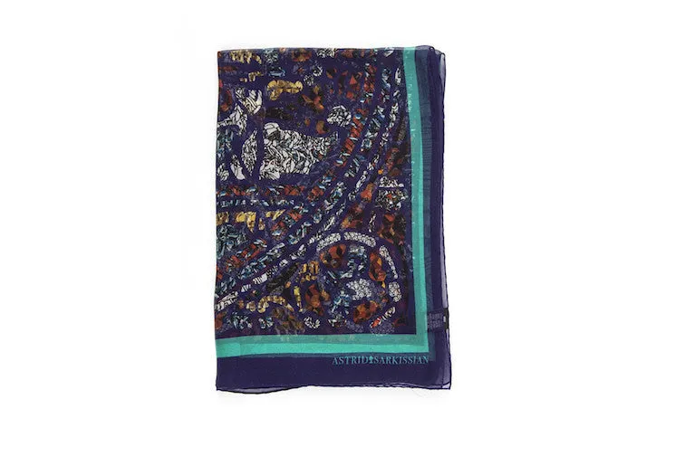 Mith Turquoise Silk Chiffon Scarf