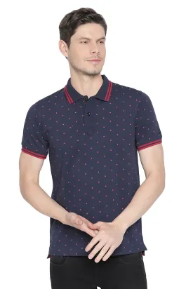 Muscle Fit Printed Stretch Polo T Shirt