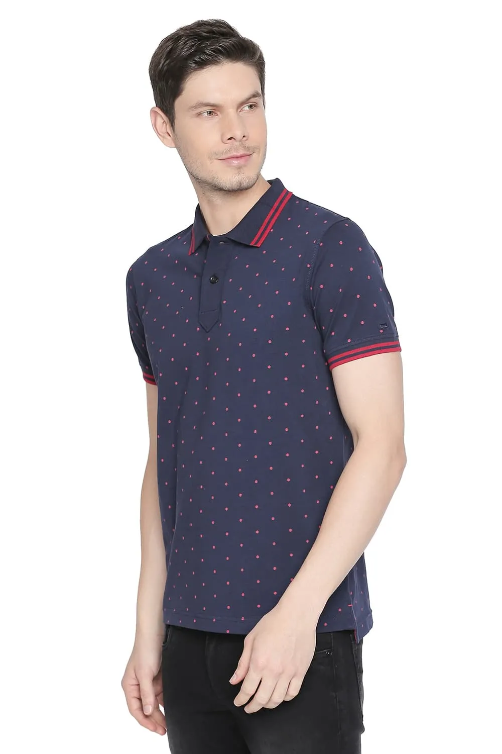 Muscle Fit Printed Stretch Polo T Shirt