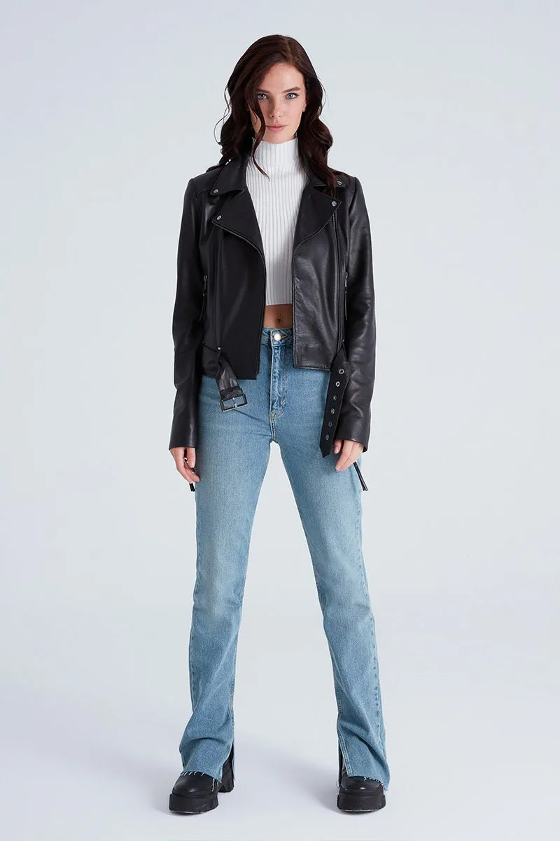 Naomi Women's Leather Biker Jacket