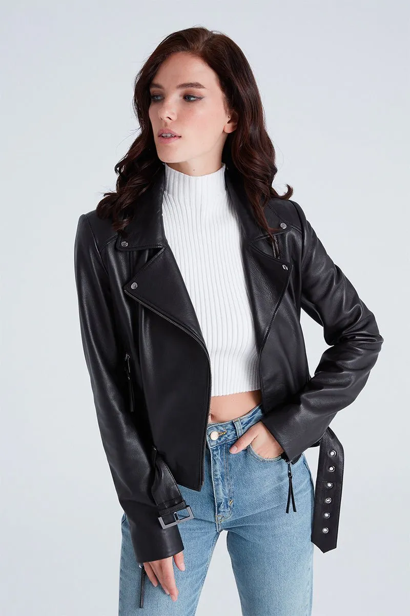 Naomi Women's Leather Biker Jacket