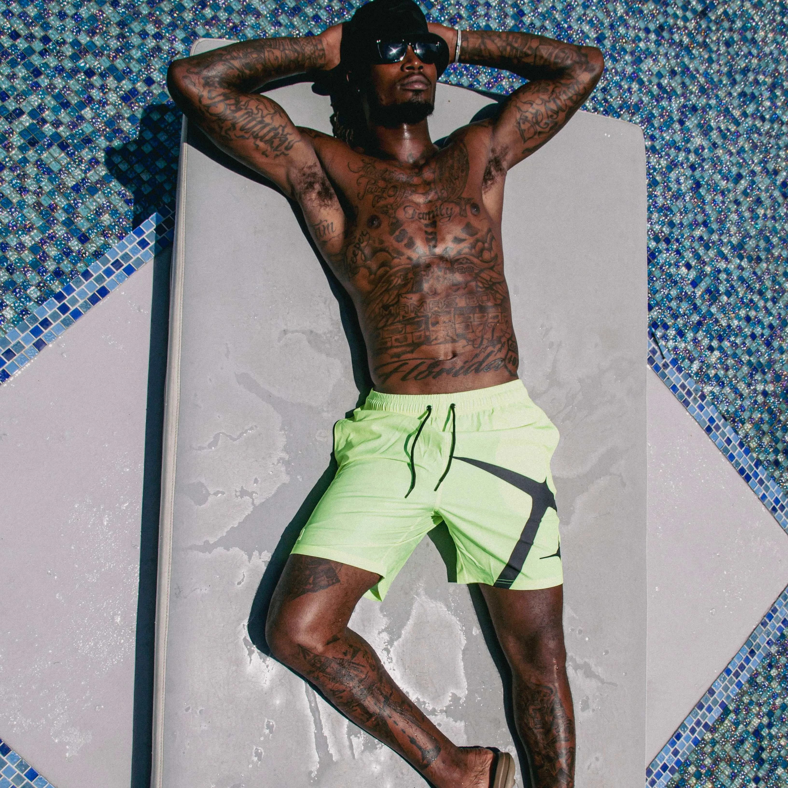 Neon Green Summer Board Shorts