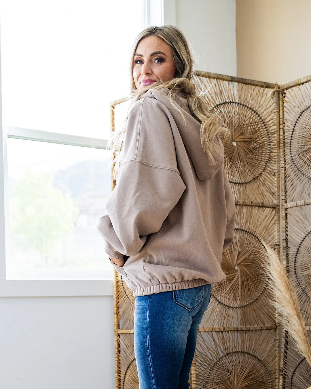 NEW! Ampersand Ave Oversized HalfZip Sweatshirt - Sand