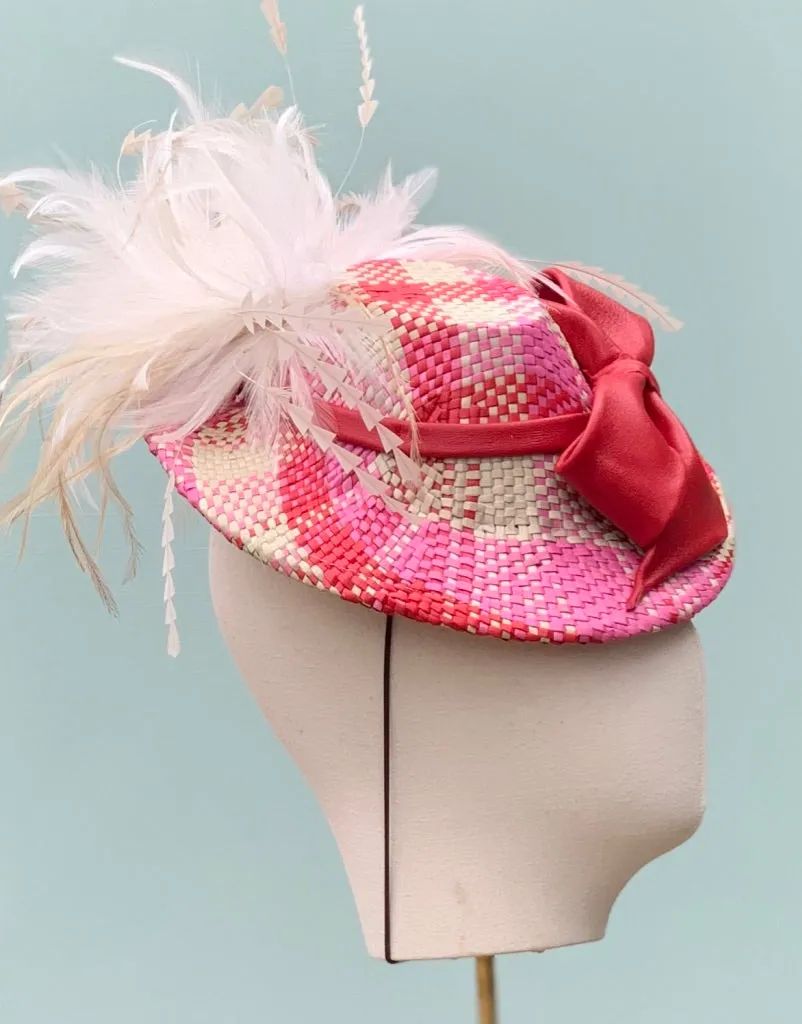 Nicole Fascinator in Pink Plaids