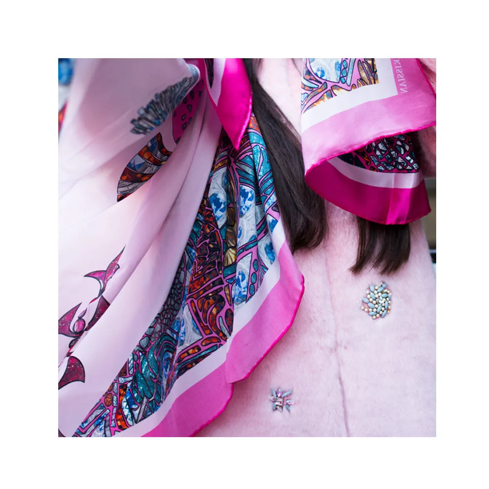 Pink Fish Chiffon Scarf