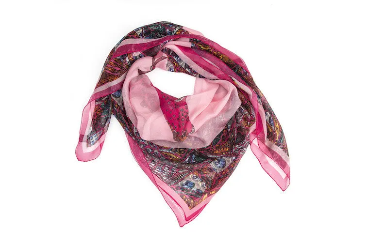 Pink Fish Chiffon Scarf