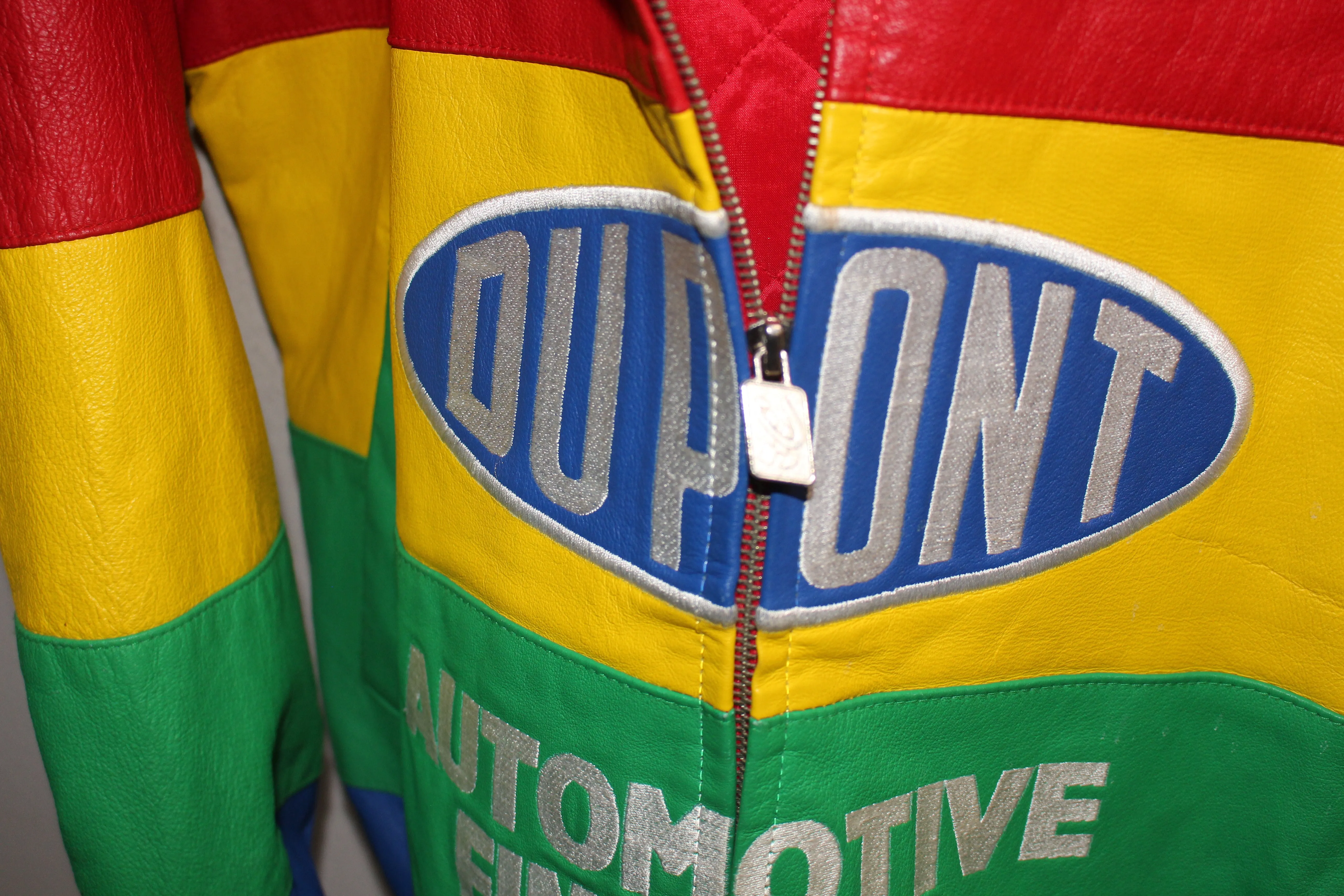 Rare DuPont Racing Rainbow Series NASCAR Jeff Gordon #24 Leather Chase Authentics Jacket (L)