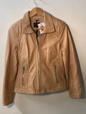 Saki Sweden "Gella" Biker Jacket Beige Leather Size 36 (UK10) BNWT