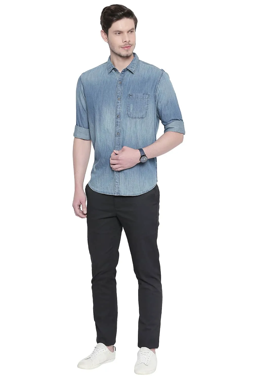 Slim Fit Indigo Chambray Shirt