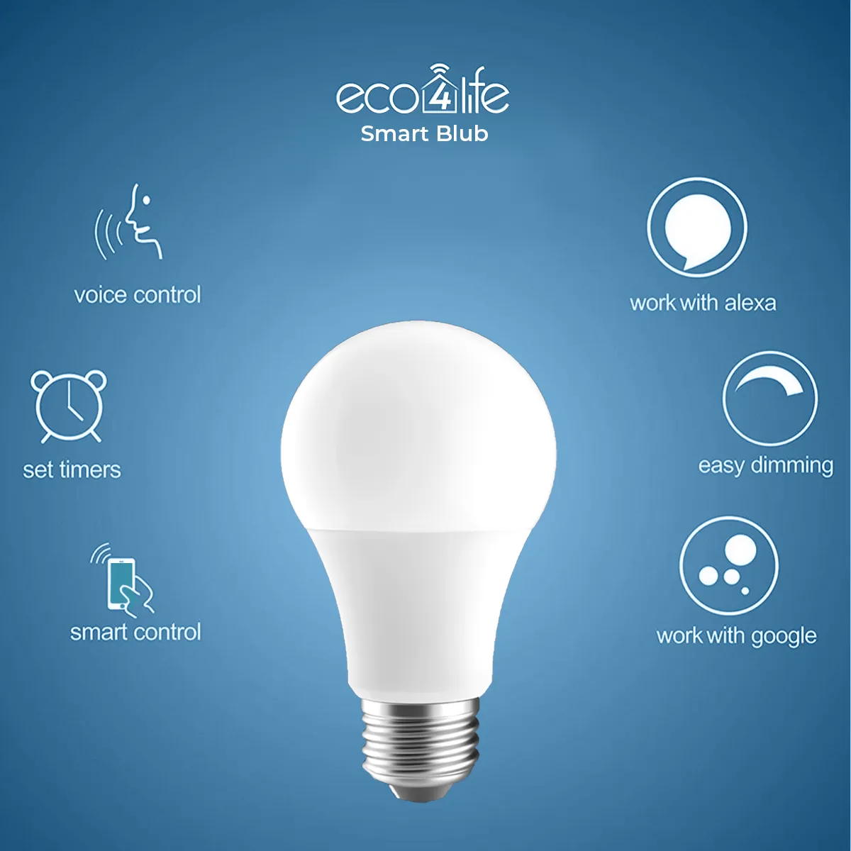 Smart WiFi LED Light Bulb, Works with Alexa and Google Assistant, 9W (60W Equivalent) RGBW LED Bulb, No Hub Required, Mobile App Remote Control, Soft White and Multi-Color Lights