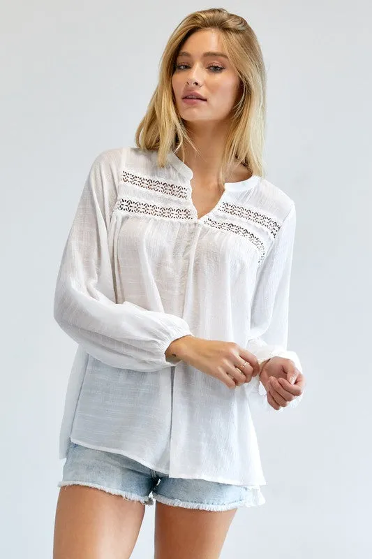 Solid V-Neck Blouse Top