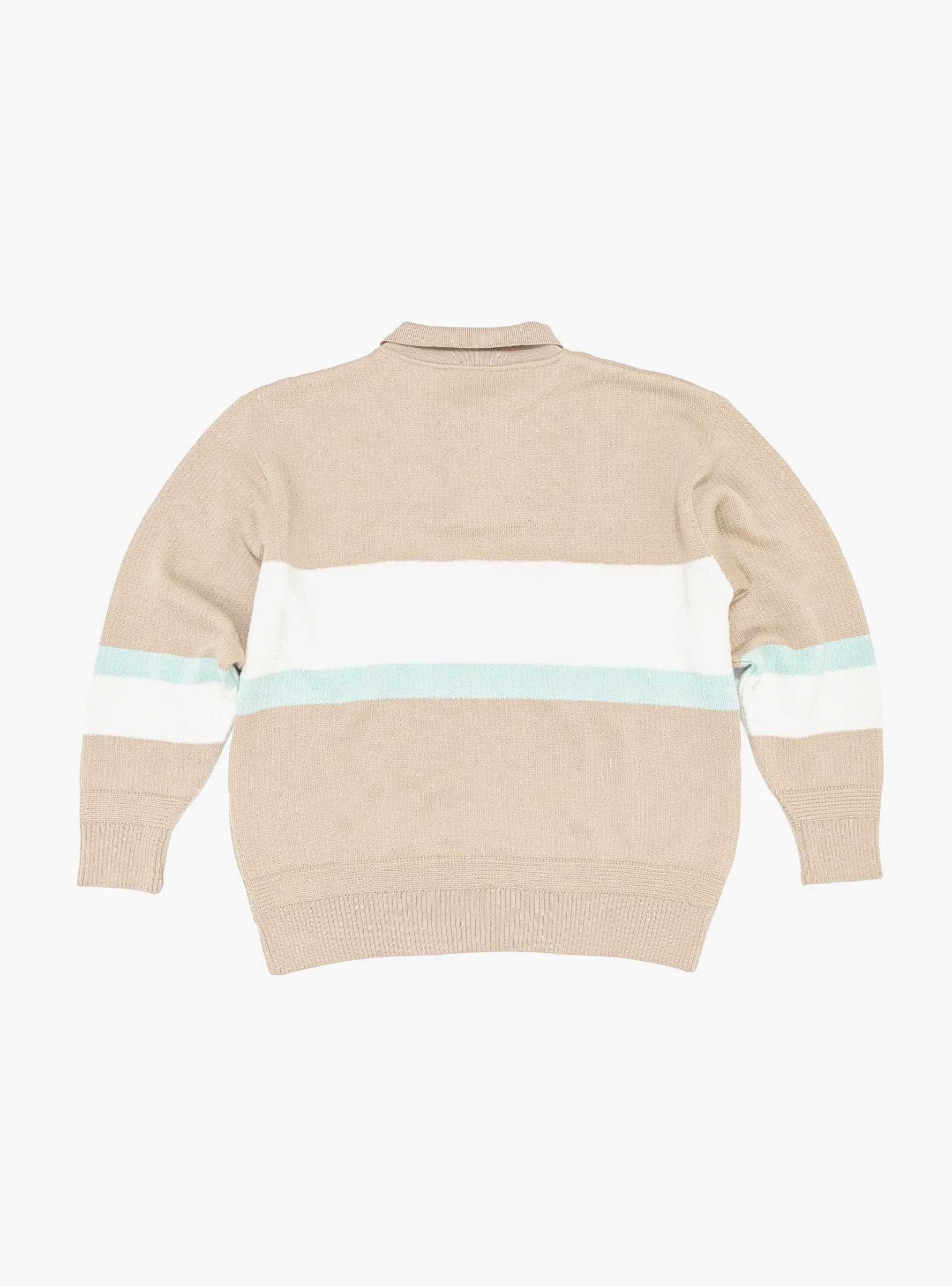 Stripe Polo Sweater Tan